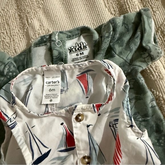 Spring Summer Baby 6mo Clothing lot with Nautical and Fun Prints bundle of 8 - Picture 3 of 7